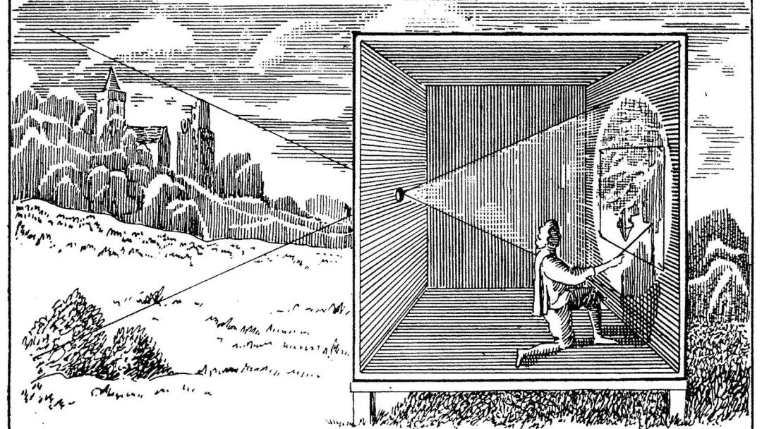 利用 camera obscura 作画示意图